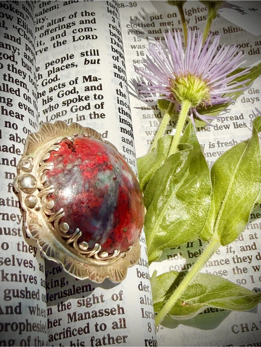 Handcrafted Southwest Inlaid Sonoran Sunset Silver Ring